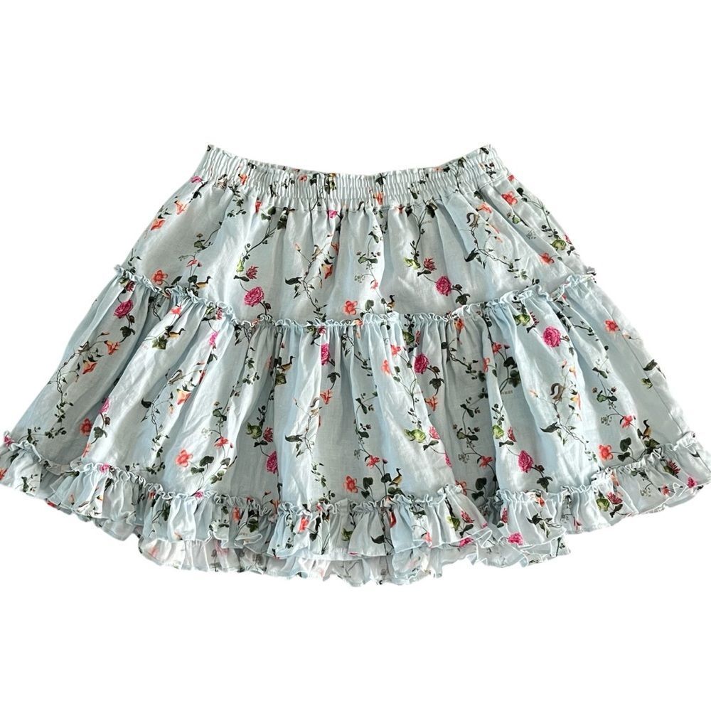 Hill House Floral Linen Ruffle Mini Skirt